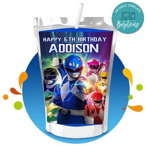 Power rangers Capri Sun Birthday Labels Digital File Printable Instant Download