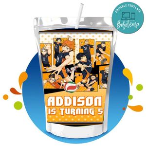 Haikyu Capri Sun Birthday Labels Digital File Printable Instant Download