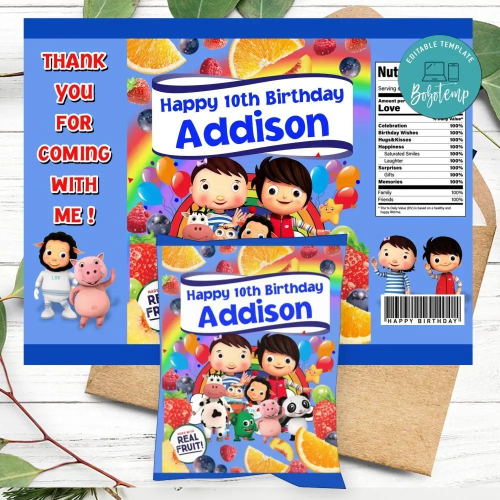 Little Baby Bum Birthday Party Fruit Snack Bag Digital File Bobotemp