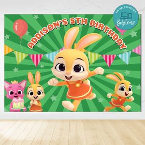 Jeni Pinkfong Birthday Backdrop Digital File Template Instant Download