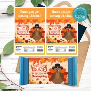 Thanksgiving Dinner Rice Krispies Treats Template Printable Instant Download