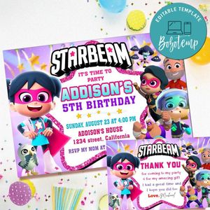 Starbeam Invitation Template Free Thank You Card Printable