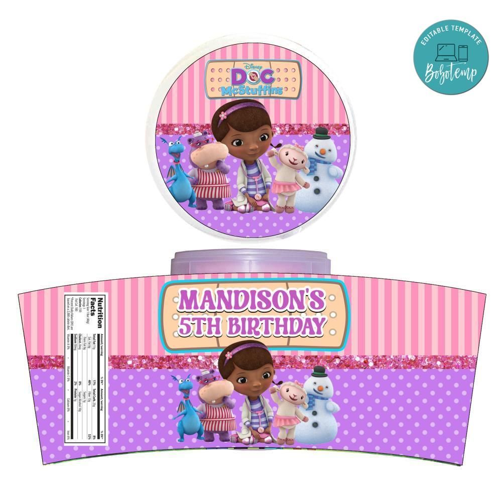 Doc Mcstuffins Cotton Candy Label Template To Print At Home Instant Download