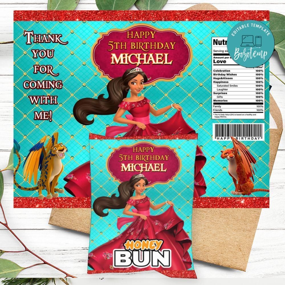 Elena Of Avalor Honeybun Snack Bag Digital File Printable Instant Download