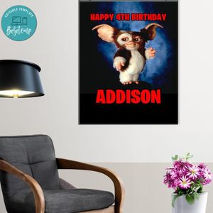 Gremlins Gizmo Birthday Poster Digital File Printable Instant Download