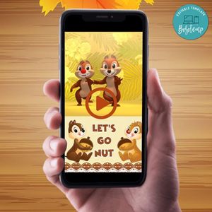 Chip and Dale Birthday Video Invitation Digital Template Customizable Instant Download