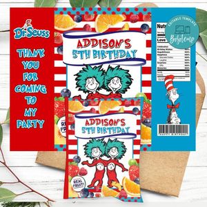 Thing 1 thing 2 Birthday Party Fruit Snack Bag Digital File Printable Instant Download