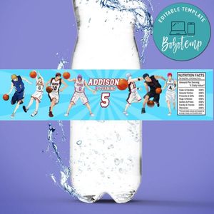 Kuroko's Basketball Birthday Water Bottle Label Template to Print at Home Instant Download