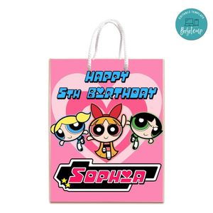 Powerpuff Gift Bag Label Template Printable Instant Download