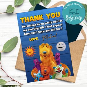 Bear In The Big Blue House Thank You Card Customizable Template To Print At Home Instant Download