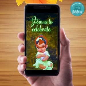Baby Tiana Birthday Video Invitation Digital Template Customizable Instant Download