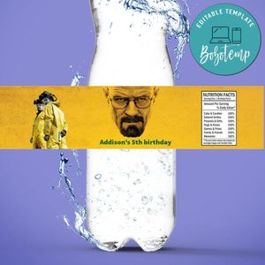 Breaking Bad Birthday Water Bottle Label Template To Print At Home Instant Download