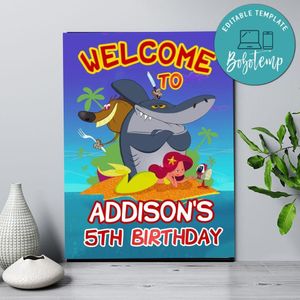 Zig & Sharko Birthday Welcome Sign Digital File Printable Instant Download