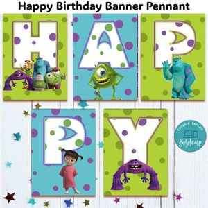 Monster Inc Banner Pennant Digital File Template Instant Download