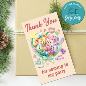 Duffy And Friends Thank You Tag Customizable Template To Print At Home Instant Download
