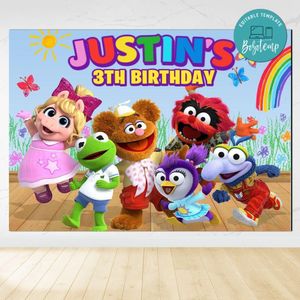 Muppet Babies Birthday Backdrop Digital File Template Instant Download