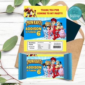 Monkart Candy bar Label Customizable Template Instant Download