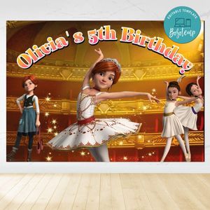 Ballerina film Birthday Backdrop Digital File Template Instant Download