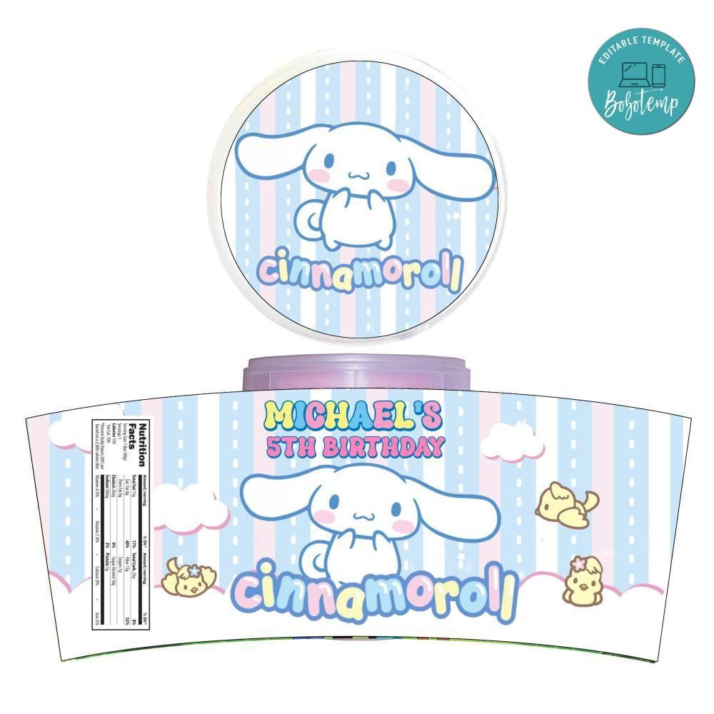 Cinnamoroll Cotton Candy Label Template | Bobotemp