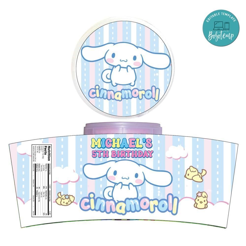 Cinnamoroll Cotton Candy Label Template To Print At Home Instant Download