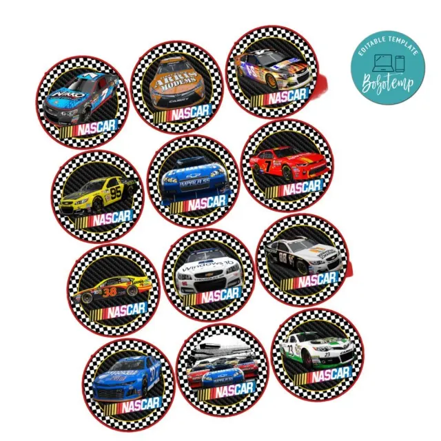 nascar-cupcake-toppers-template-printable-instant-download-bobotemp