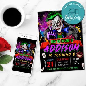 Joker Mobile Invite Customizable Template Instant Download