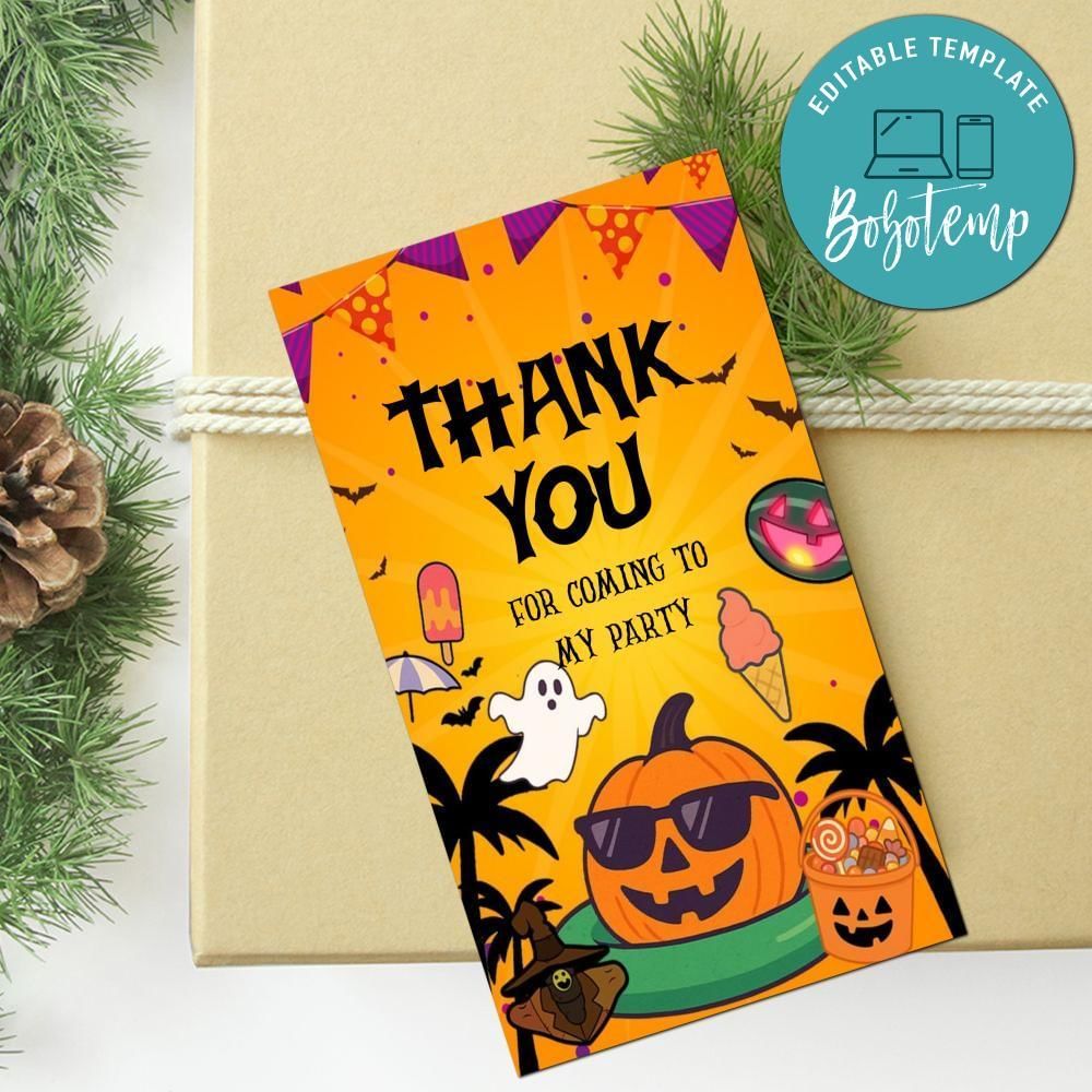 Summerween Thank You Tag Customizable Template To Print At Home Instant Download