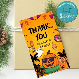 Summerween Thank You Tag Customizable Template To Print At Home Instant Download