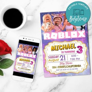 Roblox Birthday Party, Roblox Girl, Roblox Birthday, Roblox Party Mobile Invite Customizable Template Instant Download