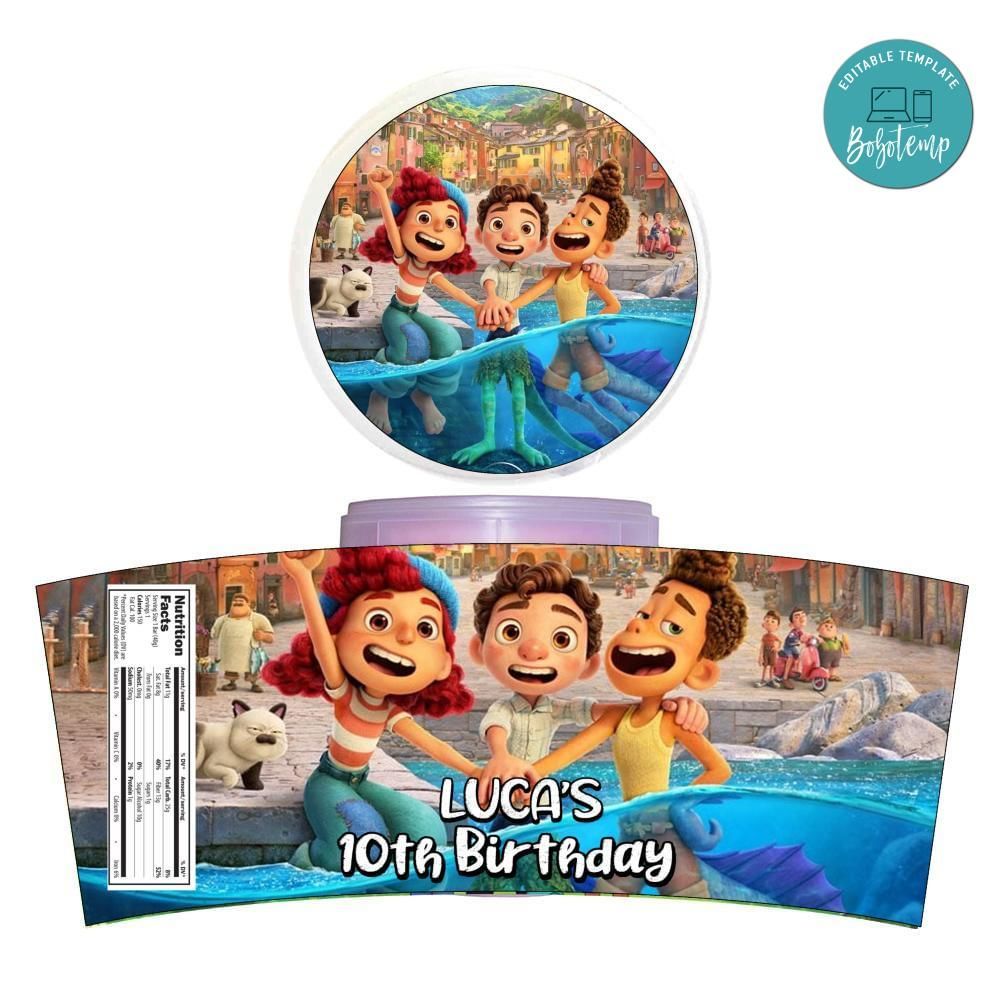 Disney Pixar Luca Cotton Candy Label Template To Print At Home Instant Download
