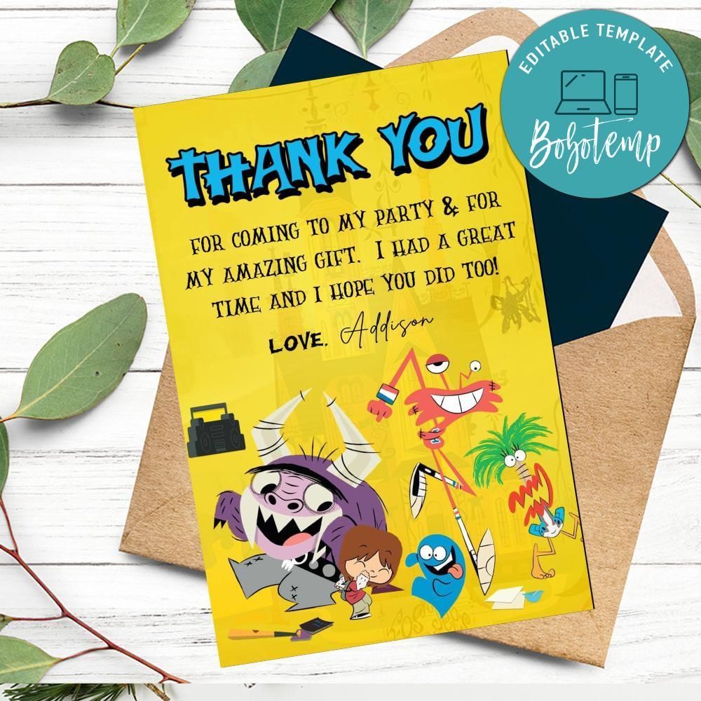 Foster's Home Thank You Card Customizable Template To Print At Home Instant Download