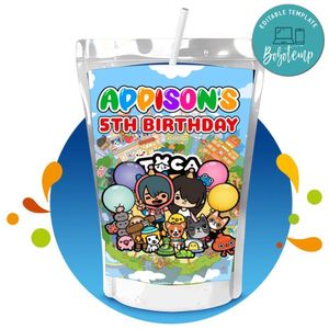 Toca Boca Capri Sun Birthday Labels Digital File Printable Instant Download