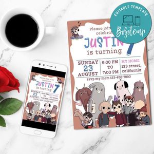 Summer Camp Island Birthday Flyer Customizable Template to Print at Home Instant Download