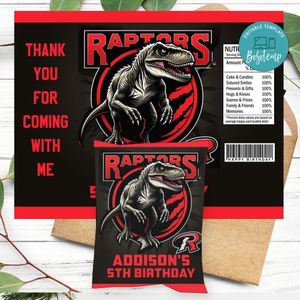 Raptors Birthday Chip Bag Label Customizable Instant Download