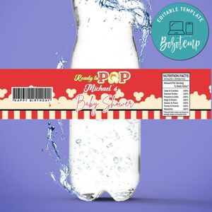Ready To Pop Baby Shower Birthday Water Bottle Label Template To Print At Home Instant Download