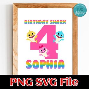 Birthday Baby shark PNG file template
