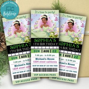 Tiana Ticket Invitation Customizable Template Instant Download