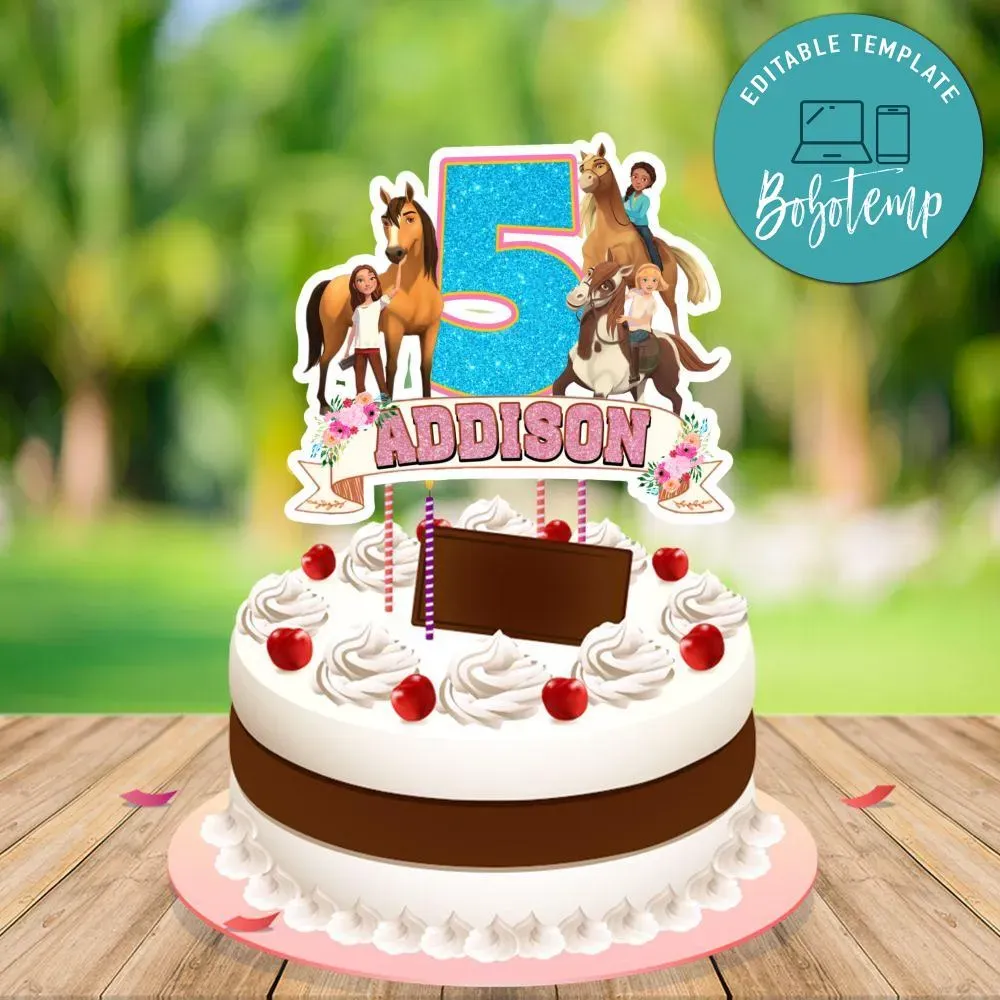 Spirit Riding Birthday Cake Topper Template Printable | Bobotemp