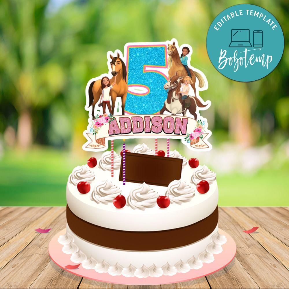 Spirit Riding Birthday Cake Topper Template Printable | Bobotemp