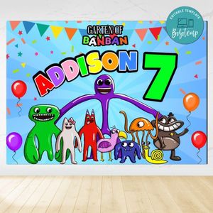 Garten of banban Birthday Backdrop Digital File Template Instant Download