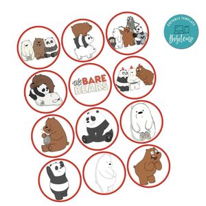 We Bare Bears Cupcake Toppers Template Printable Instant Download