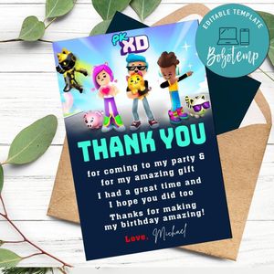 Pk-xd Thank You Card Customizable Template To Print At Home Instant Download