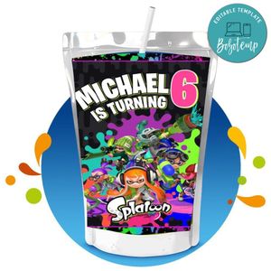 Splatoon Capri Sun Birthday Labels Digital File Printable Instant Download