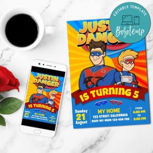 Kid Danger Birthday Flyer Customizable Template to Print at Home Instant Download