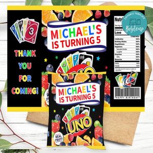 UNO Birthday Party Fruit Snack Bag Digital File Printable Instant Download
