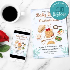 Brunch for a new grandson Invitation Customizable Template to Print at Home Instant Download