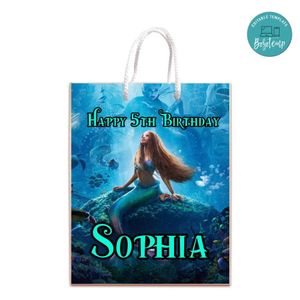The Little Mermaid Gift Bag Label Template Printable Instant Download