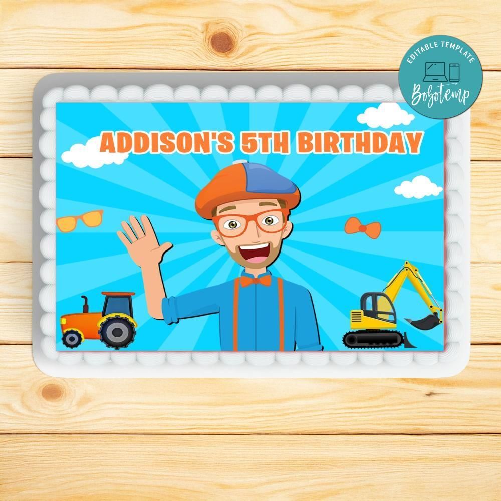 Blippi Sheet Cake Template Printable Instant Download