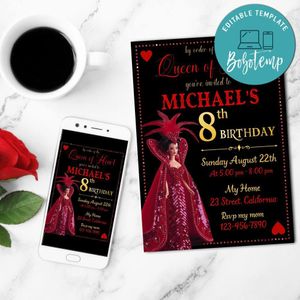 Barbie And Queen Of Hearts Mobile Invite Customizable Template Instant Download