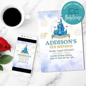 Magic kingdom Birthday Invitation Customizable Template to Print at Home Instant Download